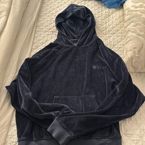 WSLY Navy Velour Hoodie